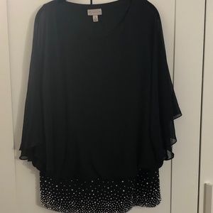 Dressbarn Blouse Fitted Beaded Waist Size 2X